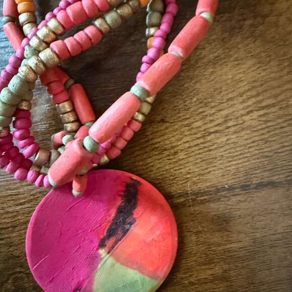 Colorful Wooden Beaded Necklace Set - Picture 7 of 13
